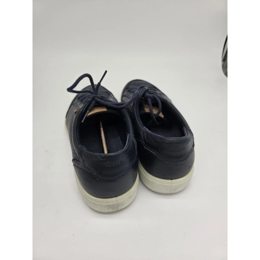 Mens Ecco Shoes Soft 7 Navy Soft Leather Shoes Trainers Size 45 (US 11) Preowned